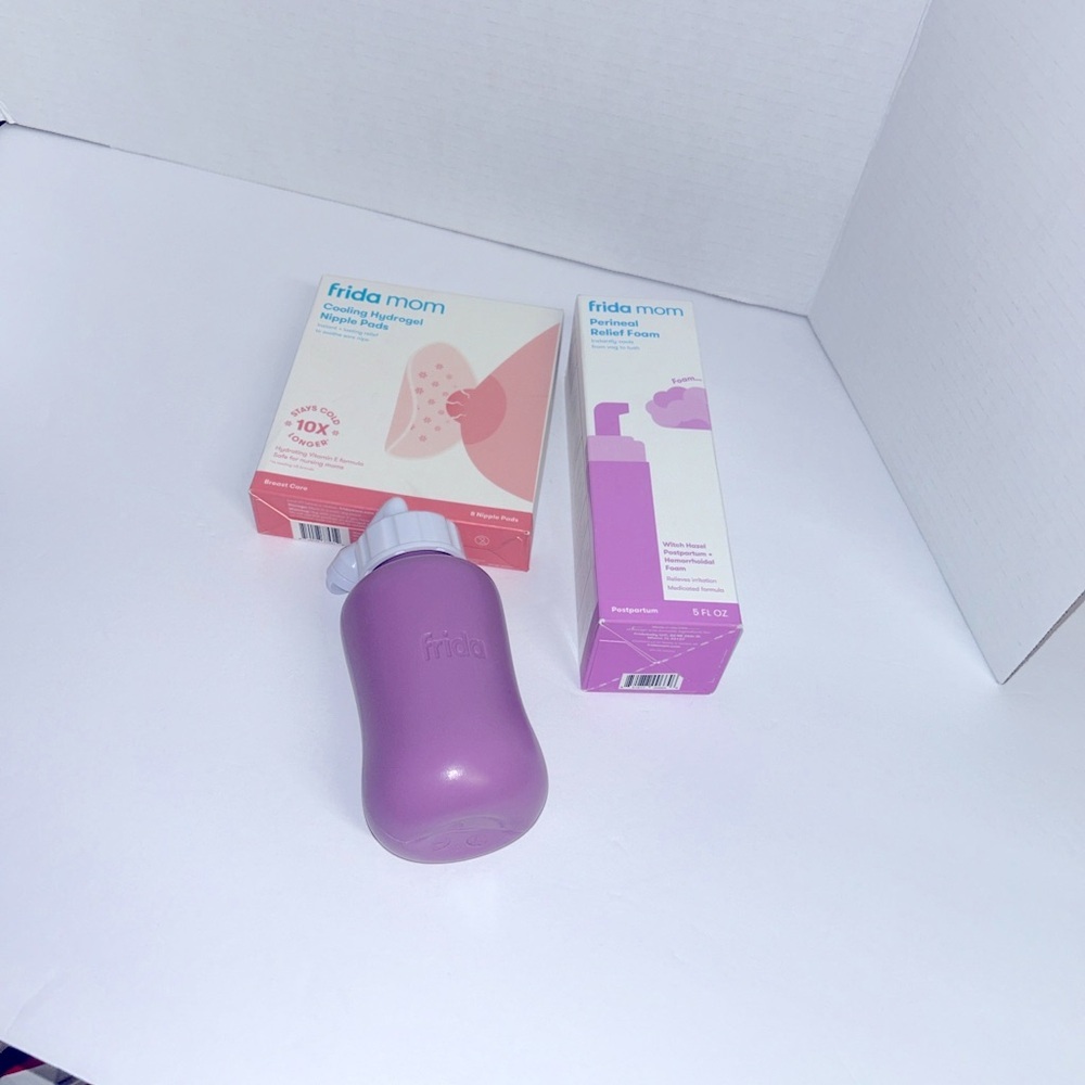 Frida Mom Postpartum Care Set with Purple Foam and Pink Nipple Pads